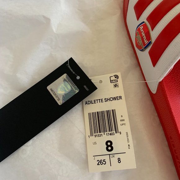 New ADIDAS ADILETTE SHOWER ARSENAL SANDALS, sz 8 main image 13